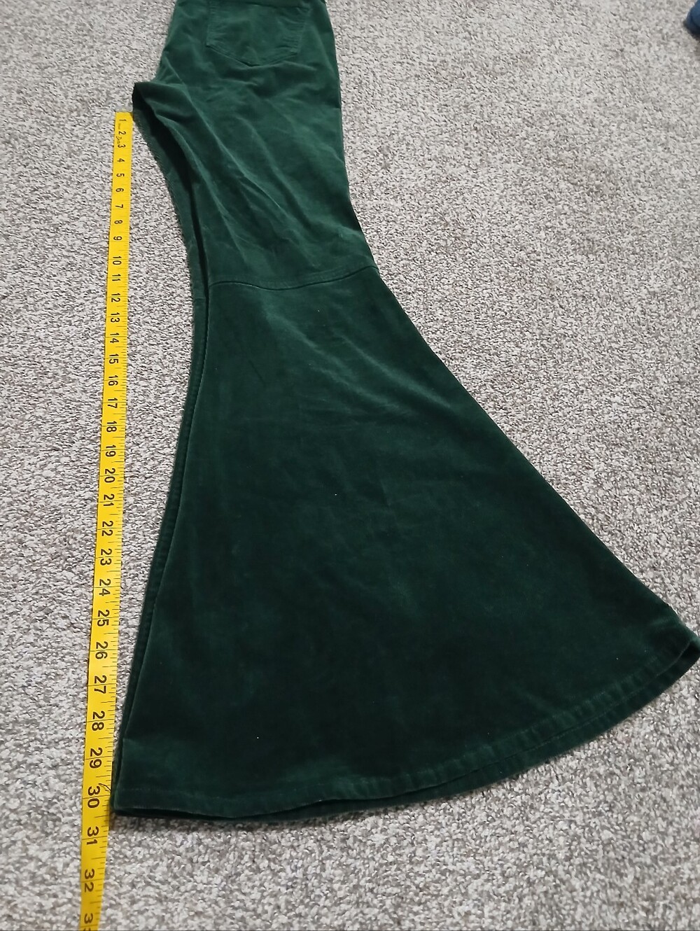 Dark Green Velvet Flared Women's Jeans Size M - Picture 10 of 11